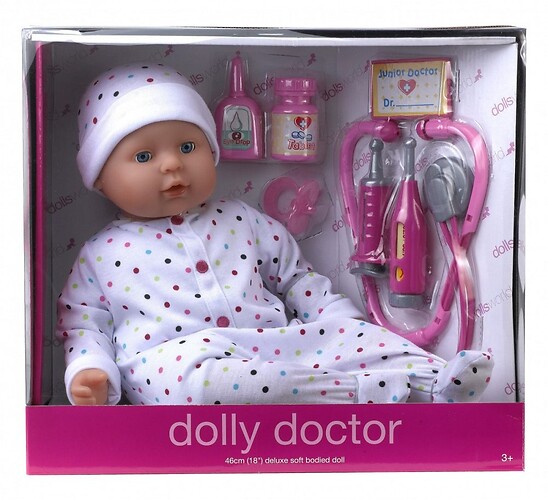 Lalka Bobas Dolly Doctor Dolls World 46 cm