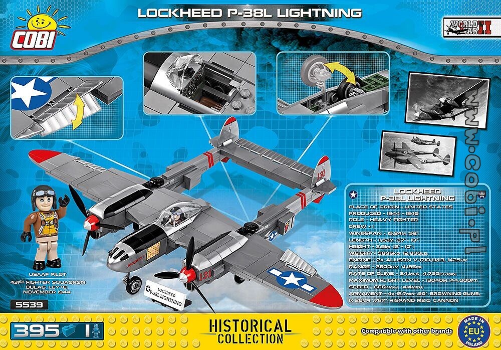 Lockheed P-38L Lightning Konstruktion Spielzeug Bausteine Flugzeug COBI 5539 