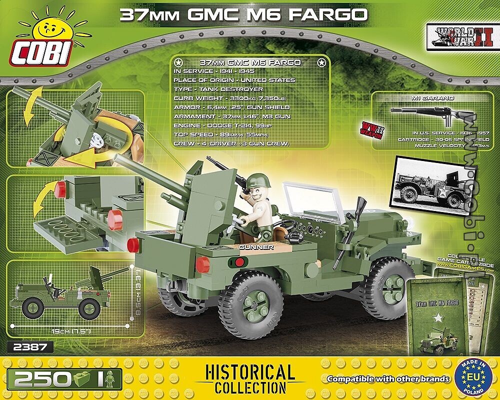COBI 2387-250 brick anti-tank gun 37mm GMC M6 Fargo 