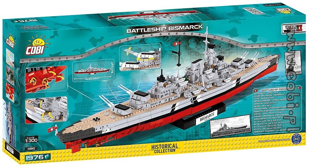 Multicolor COBI 4810 Historical Collection Battleship Bismarck