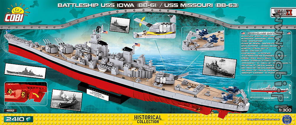 Cobi 4812 Historical Collection Battleship USS Missouri BB-63 Iowa BB-61