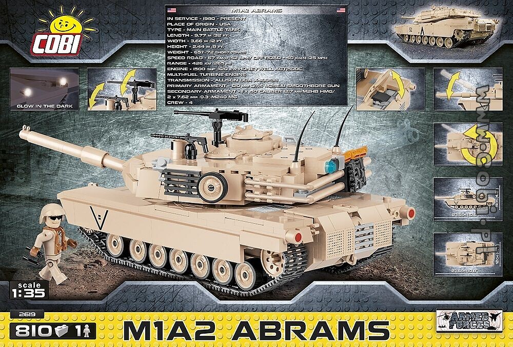 2619 COBI  M1A2 Abrams 810 blocks  American  Army tank 