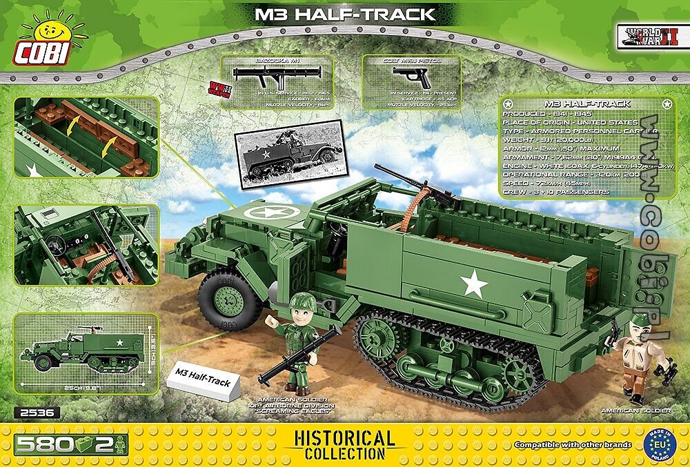 WW2 US Military Army Armoured Truck War Vehicle USA Soldiers fit lego 