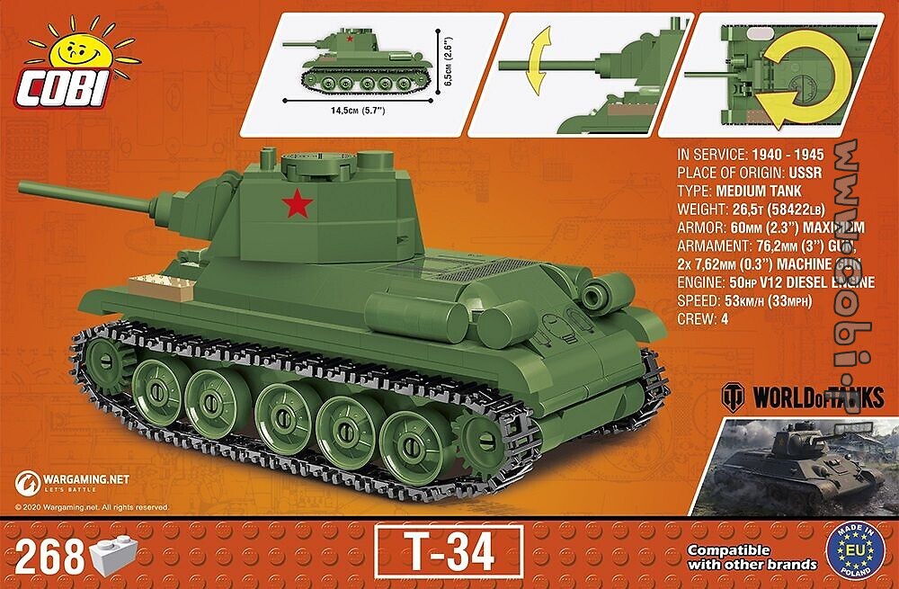 T-34 Cobi 3061-268 Brique Russian Medium Tank "World of Tanks's 