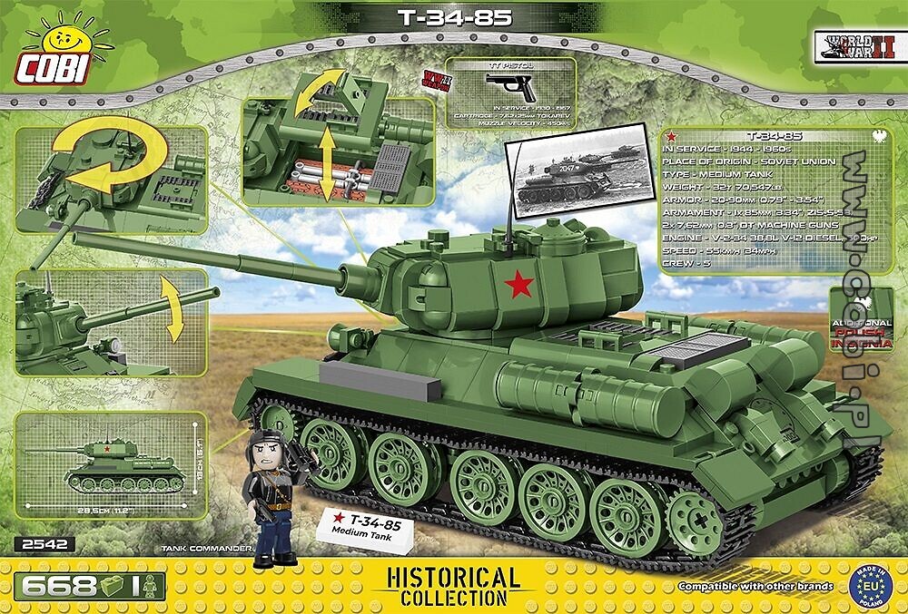 COBI 2702-273 Mattone Carro Armato seconda guerra mondiale-NUOVO T-34-85 