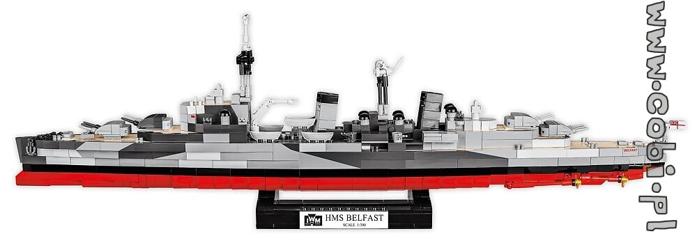 - 1482 elem - WWII British light cruiser 1:300 COBI HMS Belfast 4821 