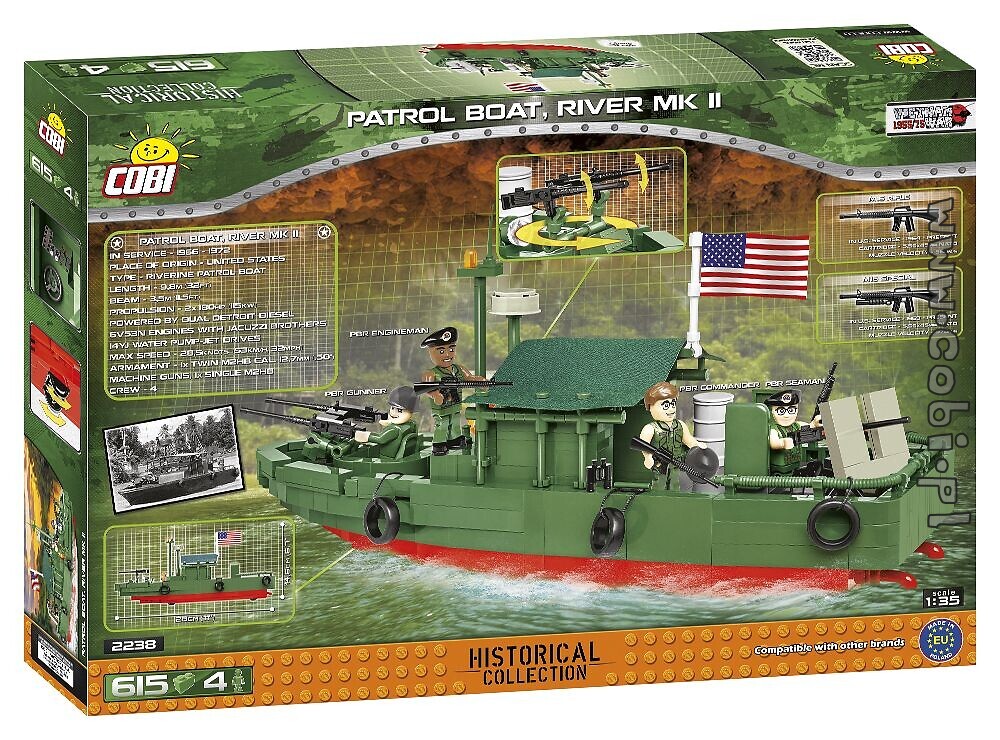 COBI Patrol Boat - 615 elem River Mk II PBR - Vietnam War US boat 2238 