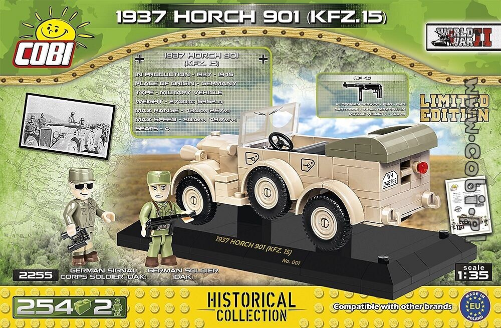 DAK WW2 Limited Edition 254 Teile NEU OVP Kfz.15 Cobi 2255 1937 Horch 901