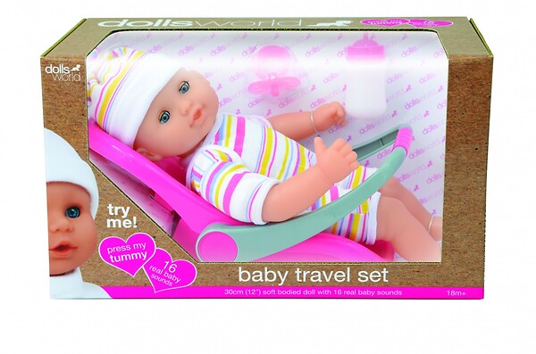 Lalka Baby Travel Set Dolls World 30 cm