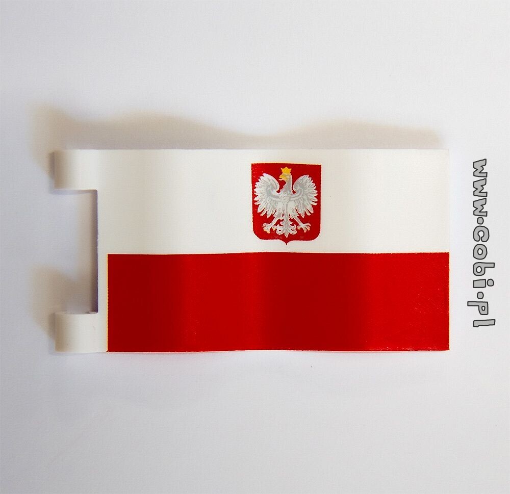 Klocek flaga bandera Polska  z godłem
