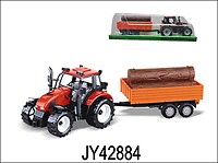Traktor z przyczepą i pniami 36 cm