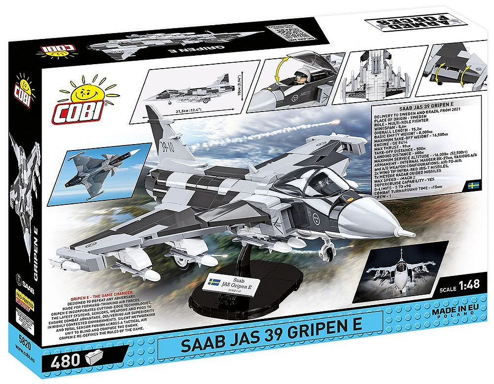 COBI SAAB JAS 39 GRIPEN E 1:48 グリペン Saab JAS 39 Gripen E (COBI-5820) / Samoloty / Militaria w