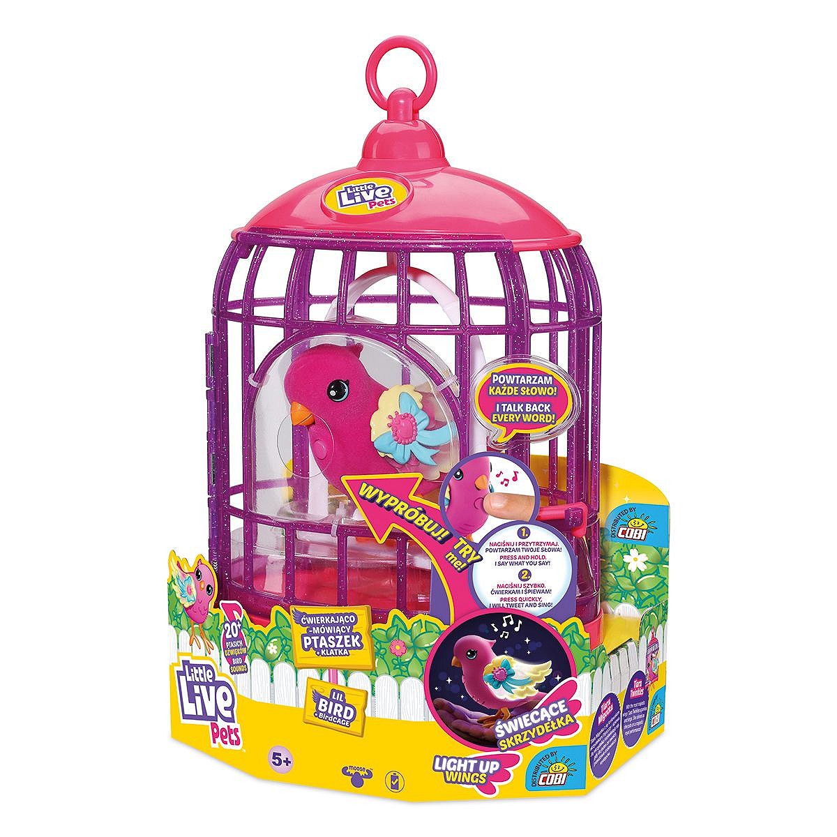 LLP Ćwierkająco mówiący ptaszek z klatką