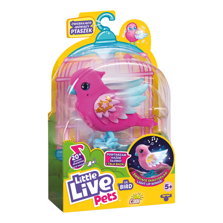 LLP Ćwierkająco mówiący ptaszek ze świecącymi skrzydełkami