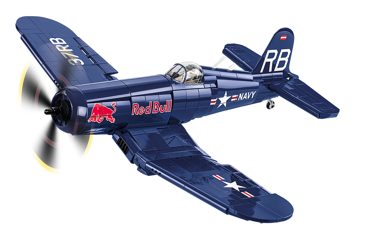 Model myśliwca CHANCE VOUGHT F4U-4 CORSAIR z ruchomym śmigłem.