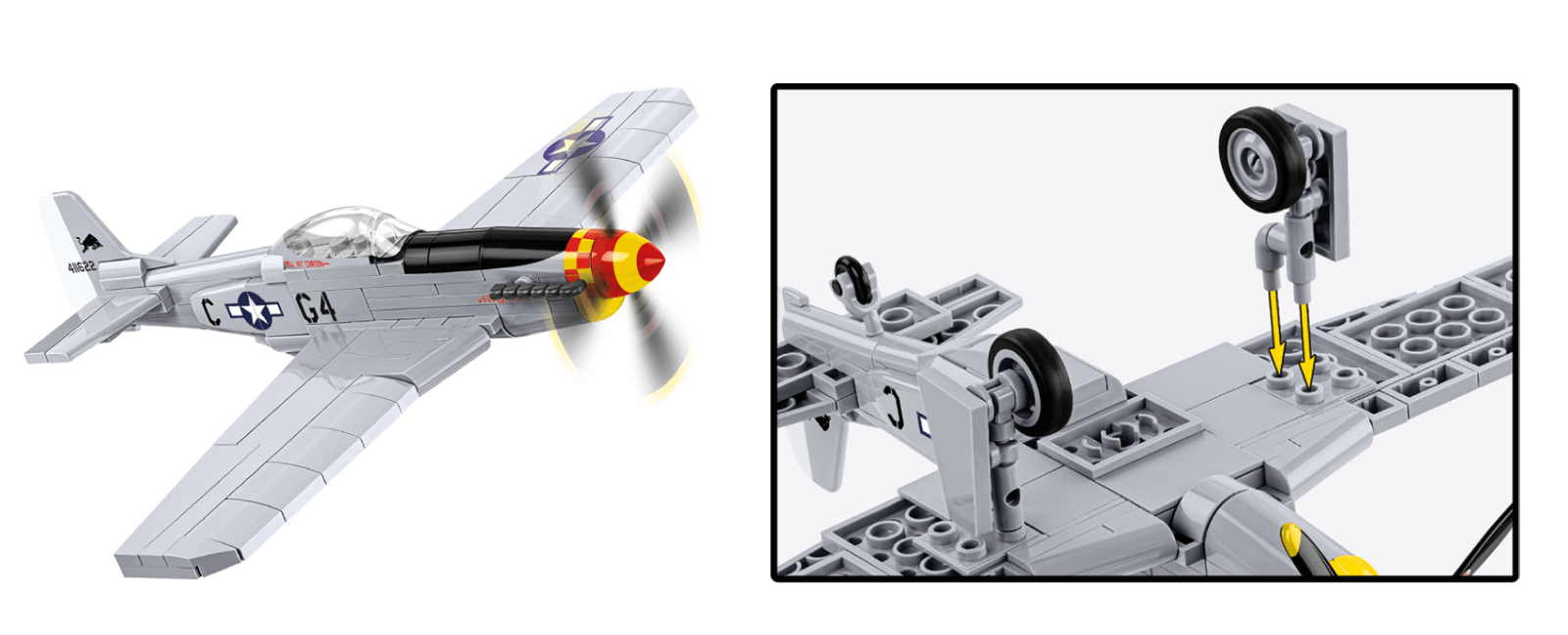 Ujęcie na ruchome śmigło oraz wyjmowane podwozie modelu NORTH AMERICAN P-51D MUSTANG™.