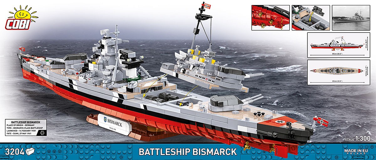 Pancernik Bismarck z klocków COBI